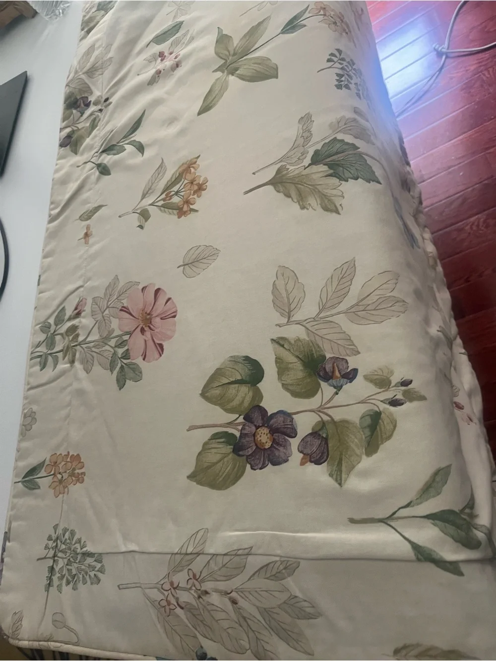 Floral Cream Botanical Pillow shams  set Elegant Pink & Green Design